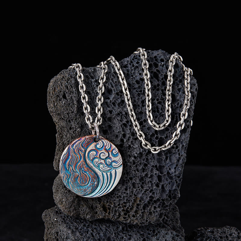 Wear FengShui 990 Sterling Silver Yin Yang Water and Fire Balance Necklace Pendant