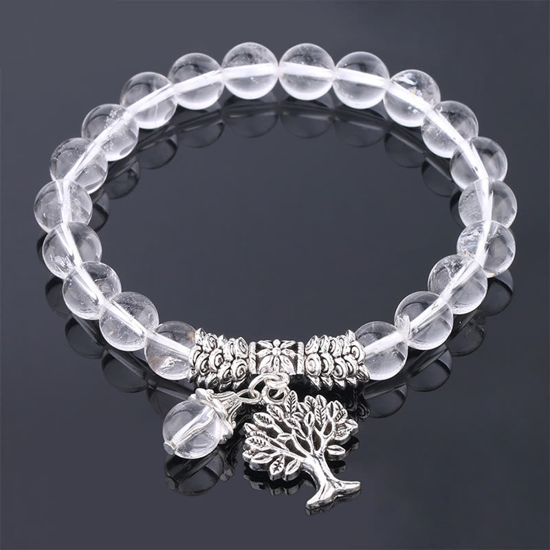 Wear FengShui Natural Gemstone Tree of Life Lucky Charm Stretch Bracelet