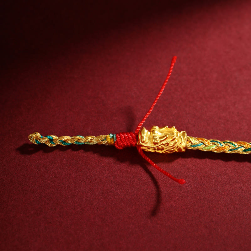 Wear FengShui Year of the Dragon Handmade Colorful Dragon Carved Success Braided Bracelet