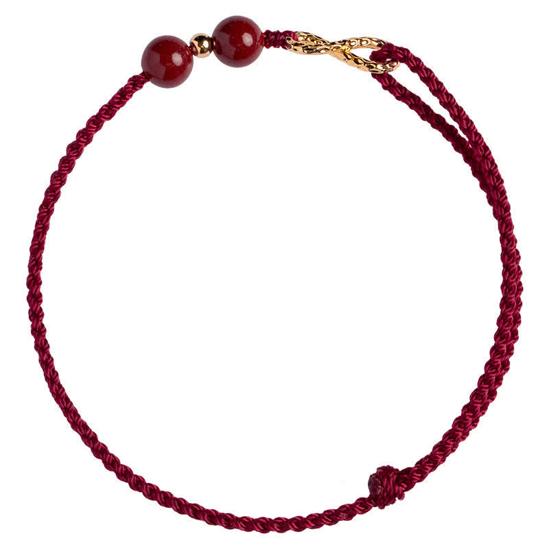 Wear FengShui Cinnabar Blessing Red String Golden Infinity Symbol Bracelet Anklet