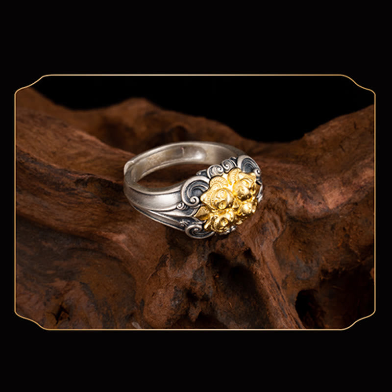 Wear FengShui 925 Sterling Silver Tibetan Skull Protection Adjustable Ring