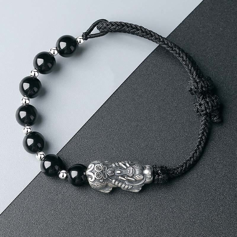 Buddha3Bodhi 999 Sterling Silver Black Obsidian Pixiu Strength Bracelet