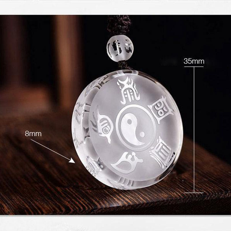 Wear FengShui Taoism Five Sacred Mountains Yin Yang Symbol Liuli Crystal Balance Necklace Pendant Key Chain