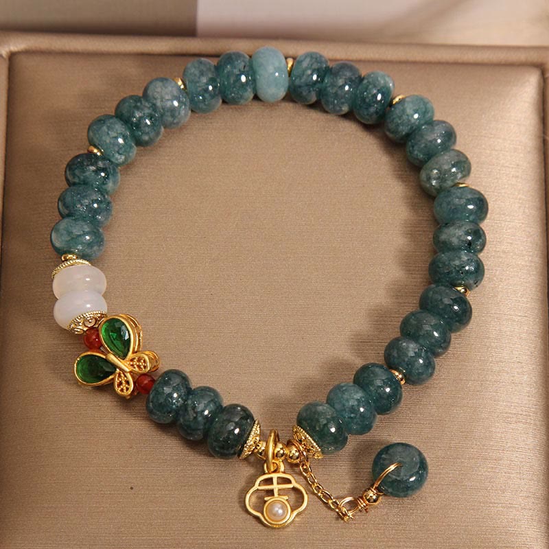 Wear FengShui Jade White Agate Butterfly Abacus Beads Abundance Bracelet