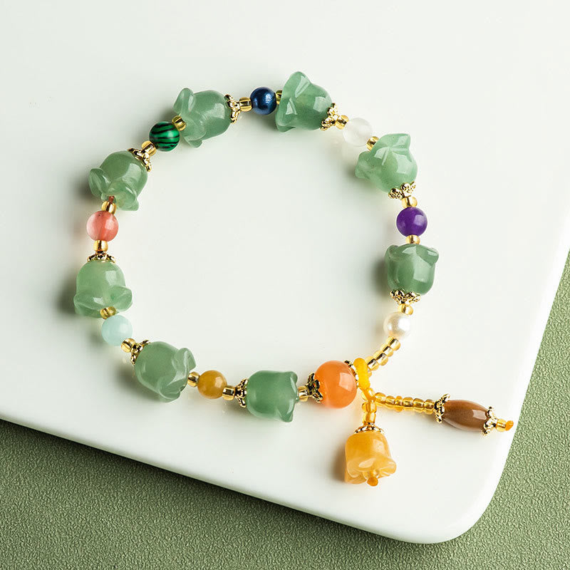 Wear FengShui Green Aventurine Magnolia Flower Luck Bracelet