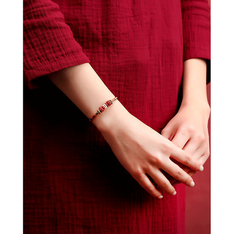 Wear FengShui Handmade Dunhuang Color Luck Braid String Bracelet