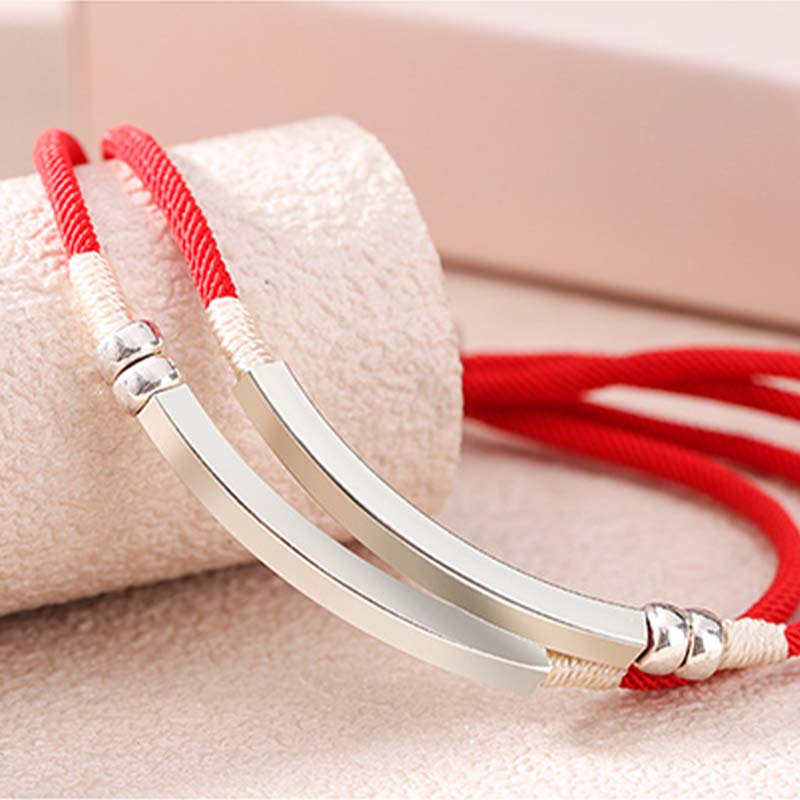 Wear FengShui 925 Sterling Silver Red String Layered Braid Bracelet