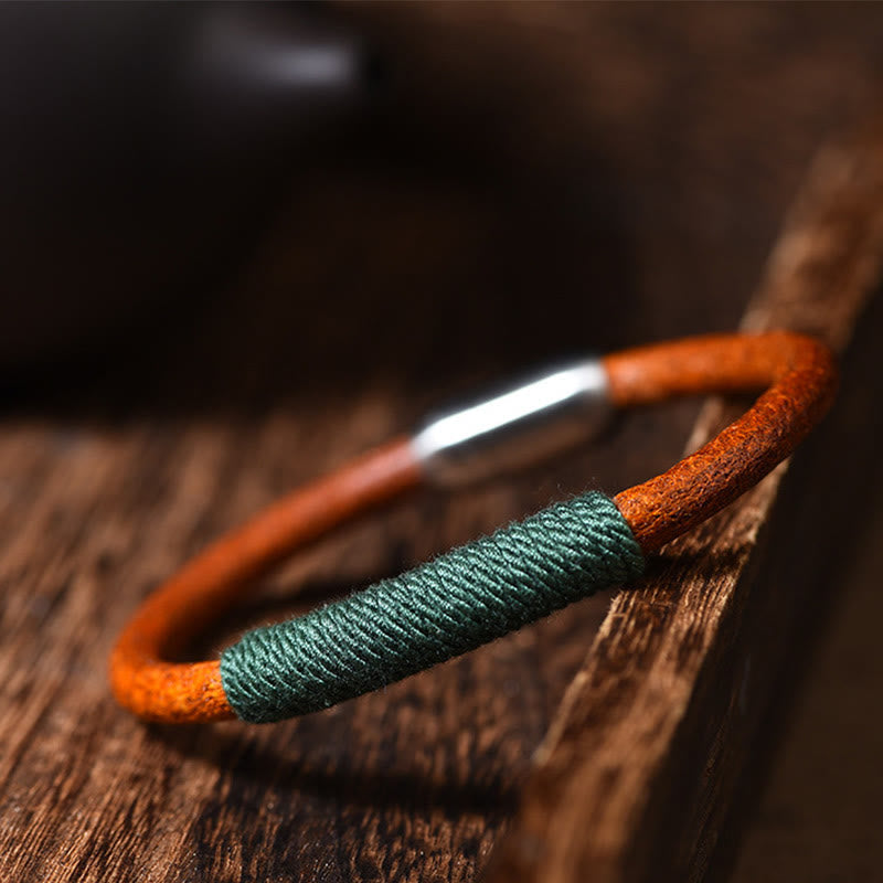 Wear FengShui Tibetan Leather Handmade Five Elements Luck Braid String Buckle Bracelet
