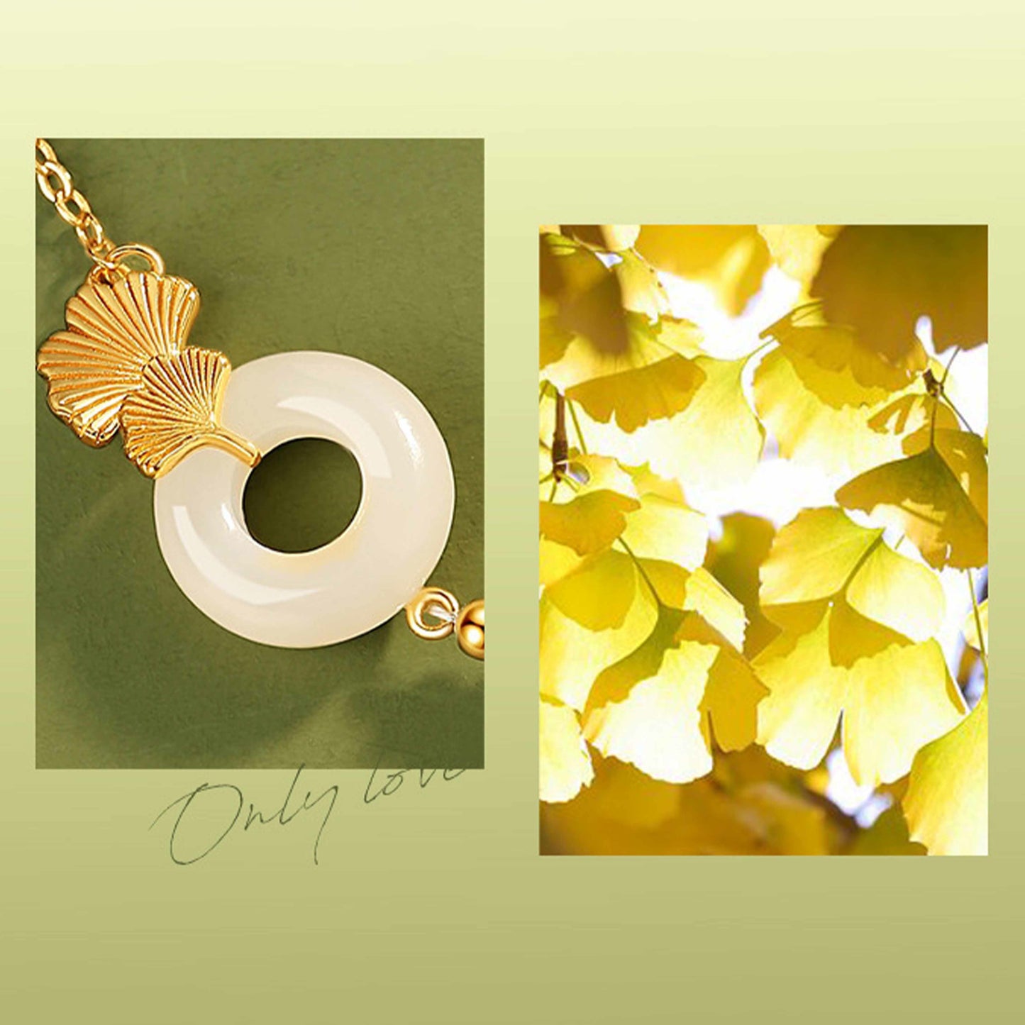 Wear FengShui 925 Sterling Silver Hetian White Jade Peace Buckle Ginkgo Leaf Luck Bracelet