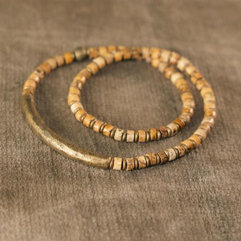 Wear FengShui Sodalite Picture Jasper Green Point Stone Harmony Wisdom Bracelet