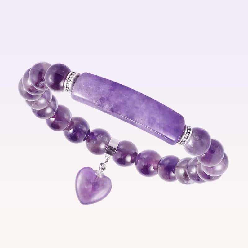 Wear FengShui Natural Quartz Love Heart Healing Beads Bracelet