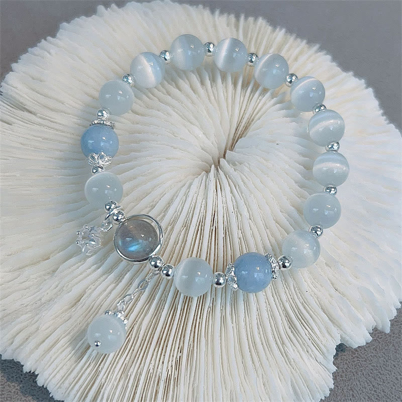 Wear FengShui Cat's Eye Moonstone Butterfly Star Charm Support Bracelet