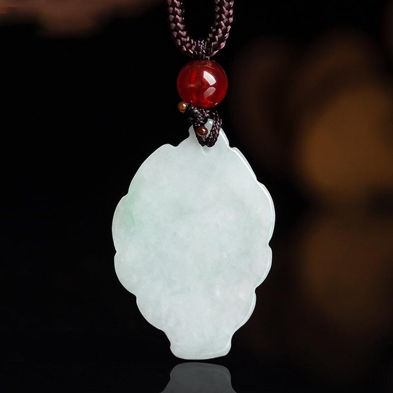 Wear FengShui Natural Jade Nine Tailed Fox Luck Prosperity Necklace Pendant