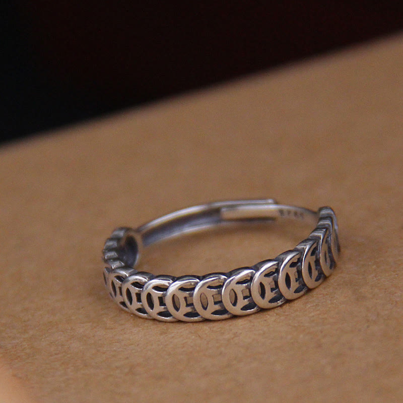 Wear FengShui Vintage Copper Coin Design Luck Adjustable Ring