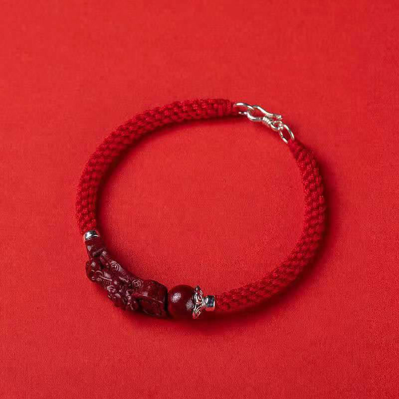 Wear FengShui Handcrafted PiXiu Cinnabar Wealth Luck Braided Bracelet