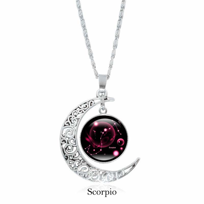 Wear FengShui 12 Constellations of the Zodiac Moon Protection Necklace Chain Pendant