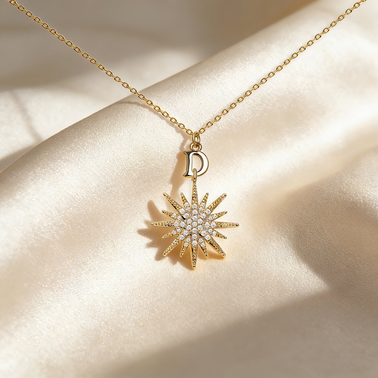 3D Sparkling Star Letter Necklace for Women