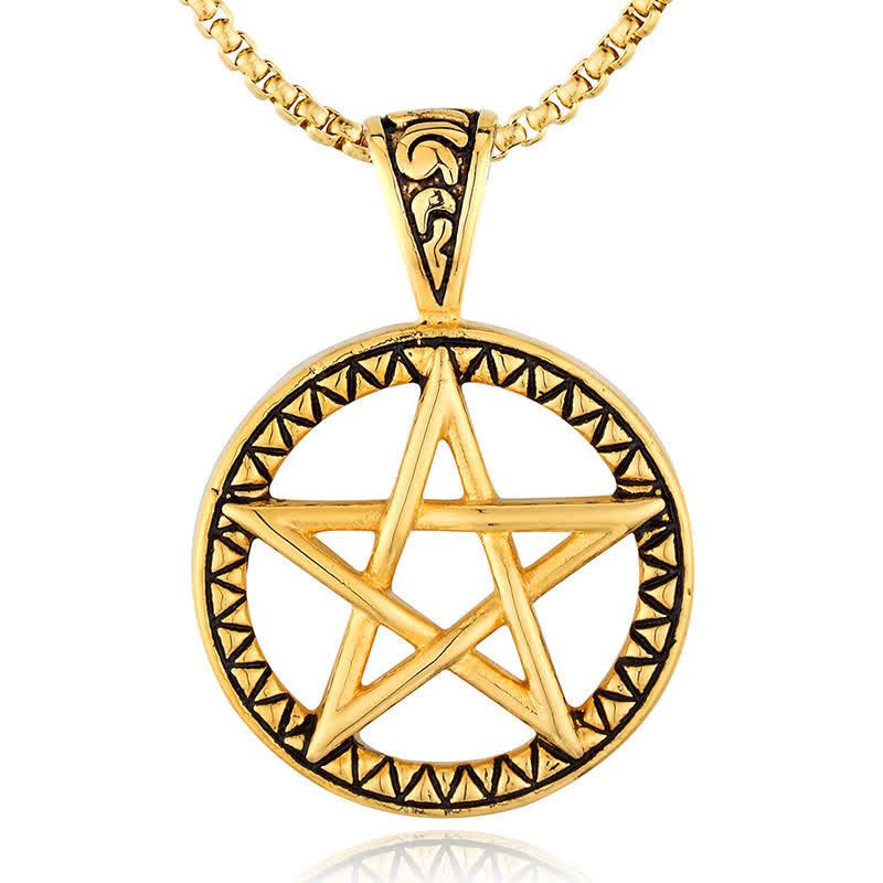 Wear FengShui Pentagram Titanium Steel Balance Necklace Pendant