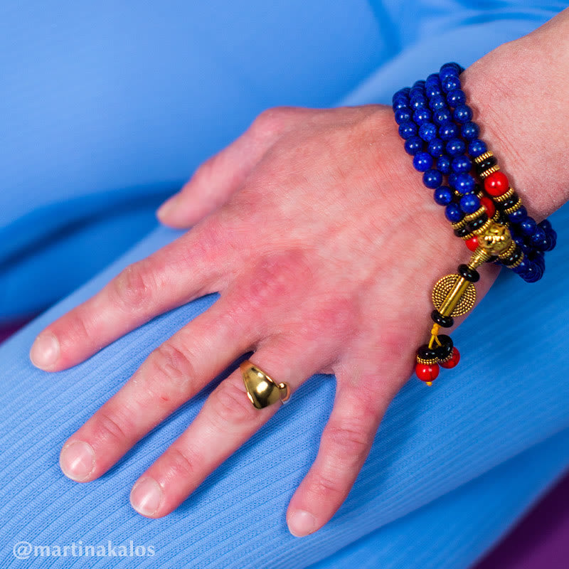Wear FengShui Tibetan Mala Lapis Lazuli Lazurite Positive Bracelet