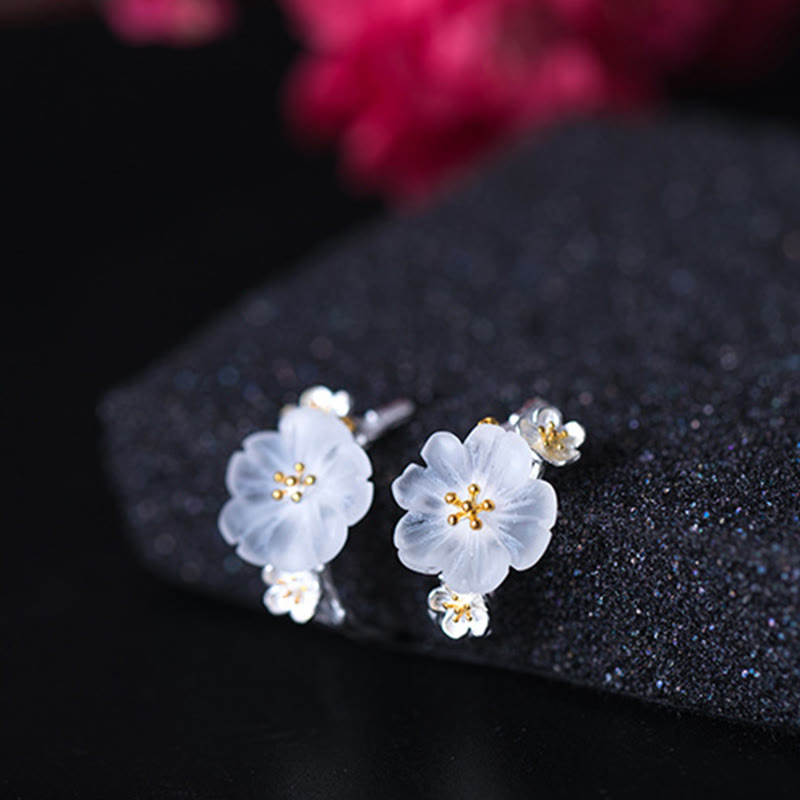 Wear FengShui 925 Sterling Silver Plum Blossom Floral Blessing Earrings