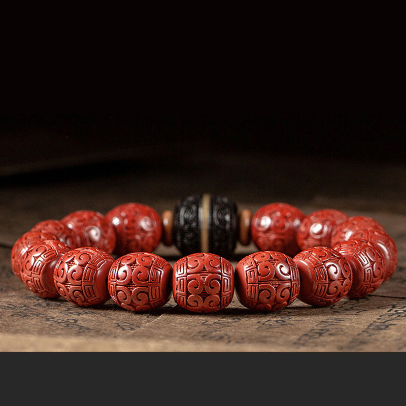 Wear FengShui Natural Cinnabar Ebony Calm Blessing Bracelet