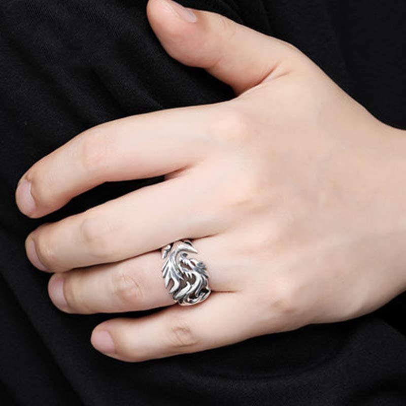 Wear FengShui Dragon Pattern Protection Strength Adjustable Ring