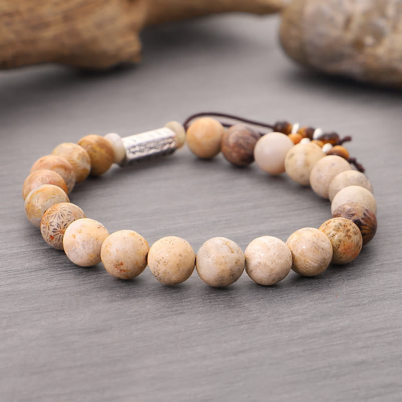 Wear FengShui Weathered Stone Om Mani Padme Hum Strengthen Bracelet