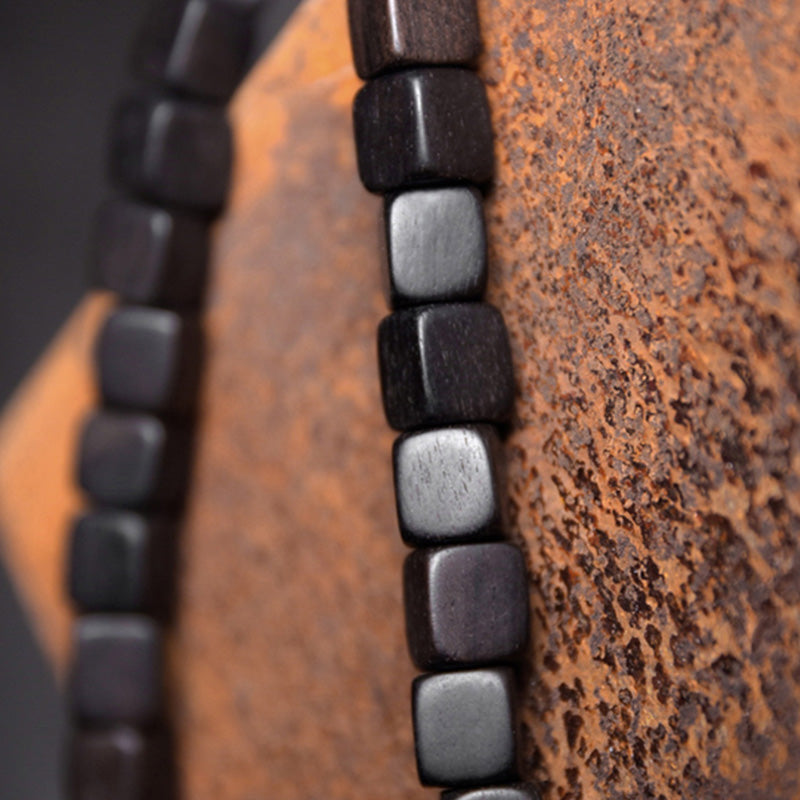 Wear FengShui Ebony Wood Dzi Bead Copper Peace Couple Bracelet
