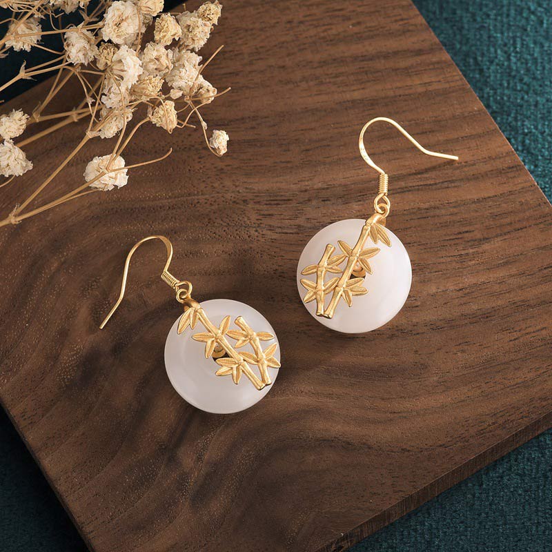 Wear FengShui FengShui White Jade Fortune Earrings