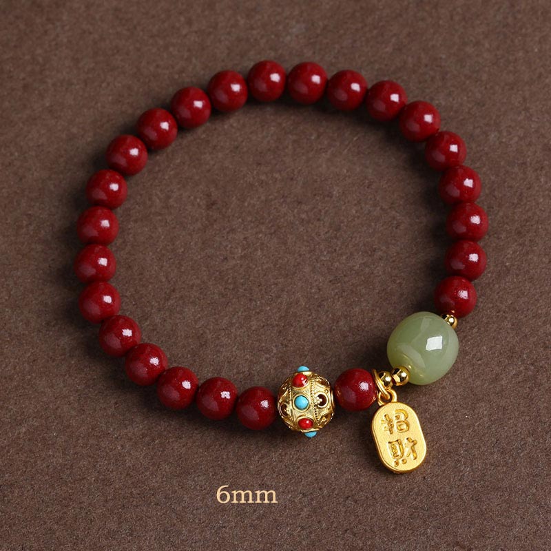 Wear FengShui Cinnabar Green Aventurine Fortune Protection Charm Bracelet