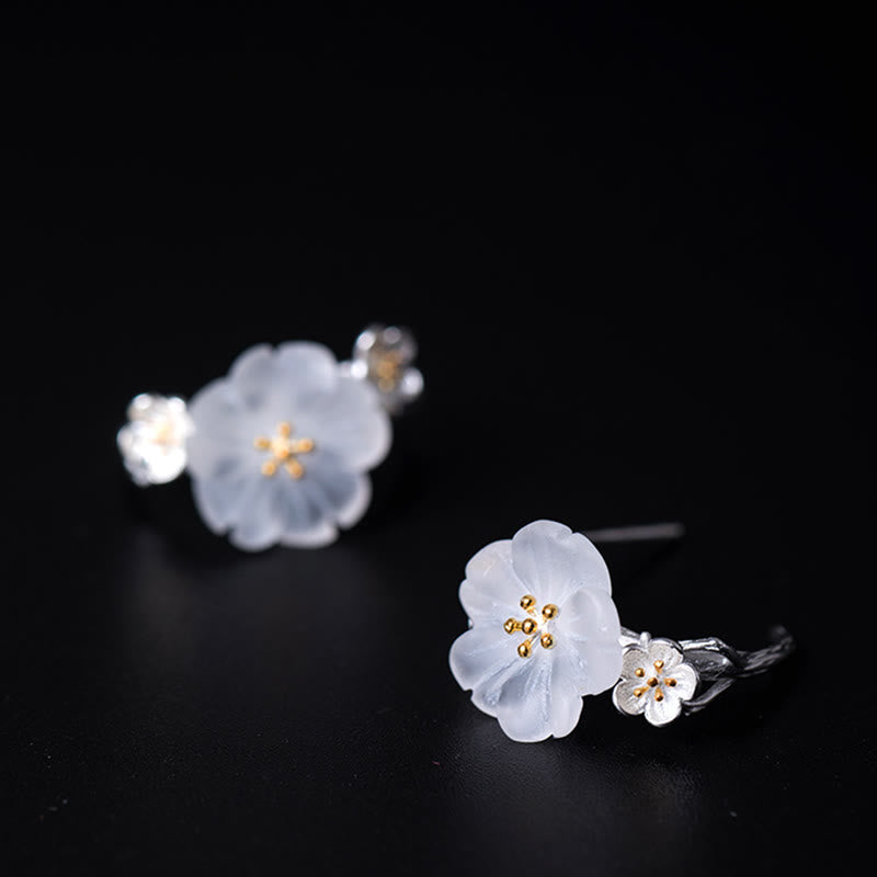Wear FengShui 925 Sterling Silver Plum Blossom Floral Blessing Earrings