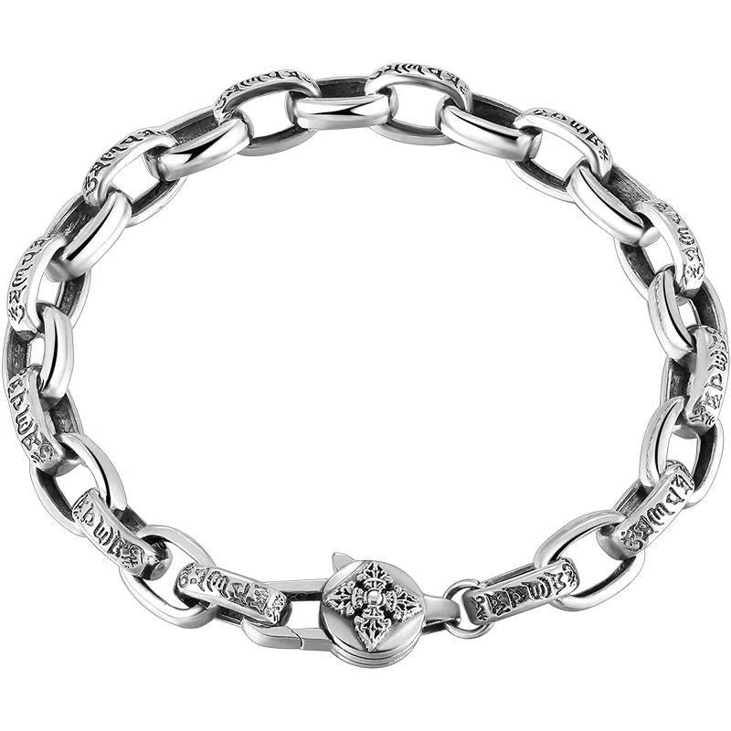 Wear FengShui Om Mani Padme Hum Double Dorje Copper Engraved Wisdom Bracelet