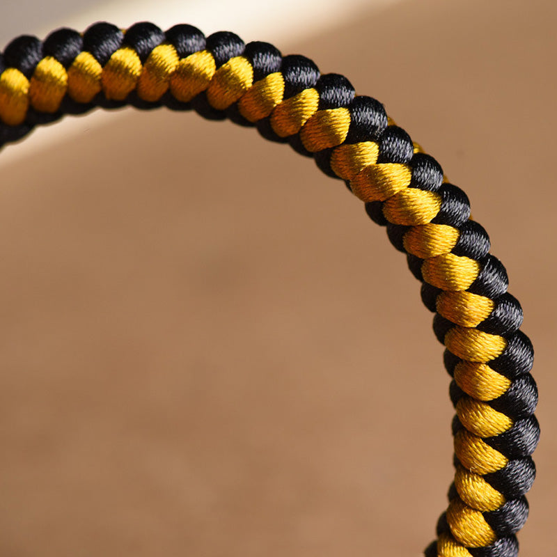 Wear FengShui Handmade Tibetan Black Gold Dragon Scale Rope Om Mani Padme Hum Purity Bracelet