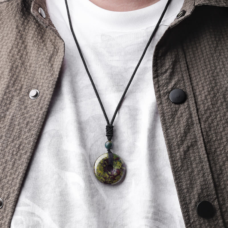 Wear FengShui Lucky Coin Pendant Healing Crystal Gemstone Necklace