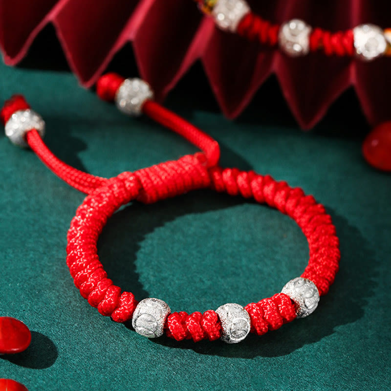 Wear FengShui 925 Sterling Silver King Kong Knot Multicolored Red String Strength Handmade Braided Kids Child Bracelet