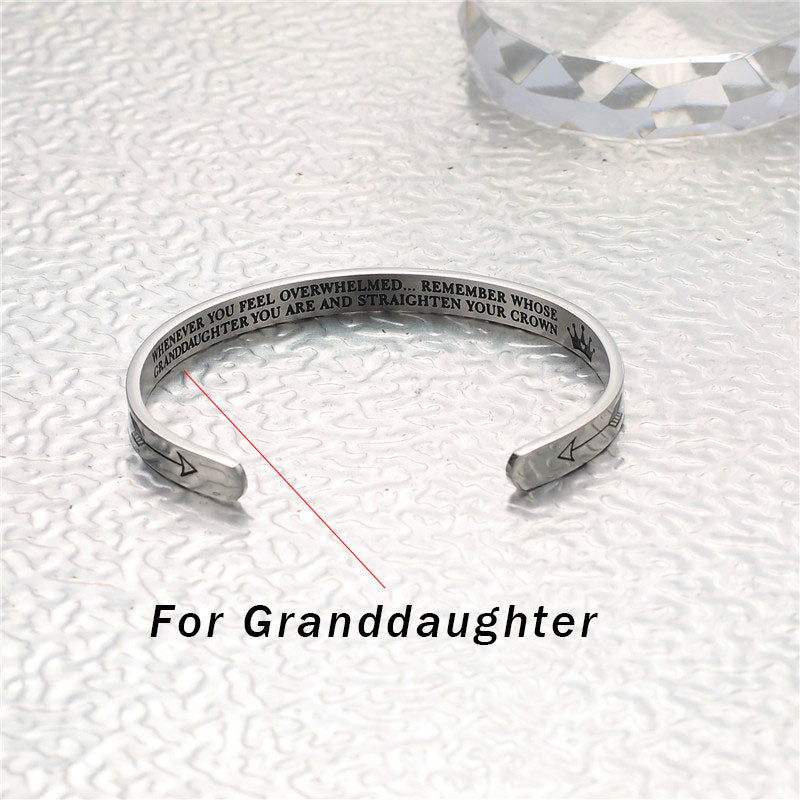 Wear FengShui Inspirational Bracelets Personalized Gift for Her Him Engraved Mantra Cuff Bangle Crown Jewelry