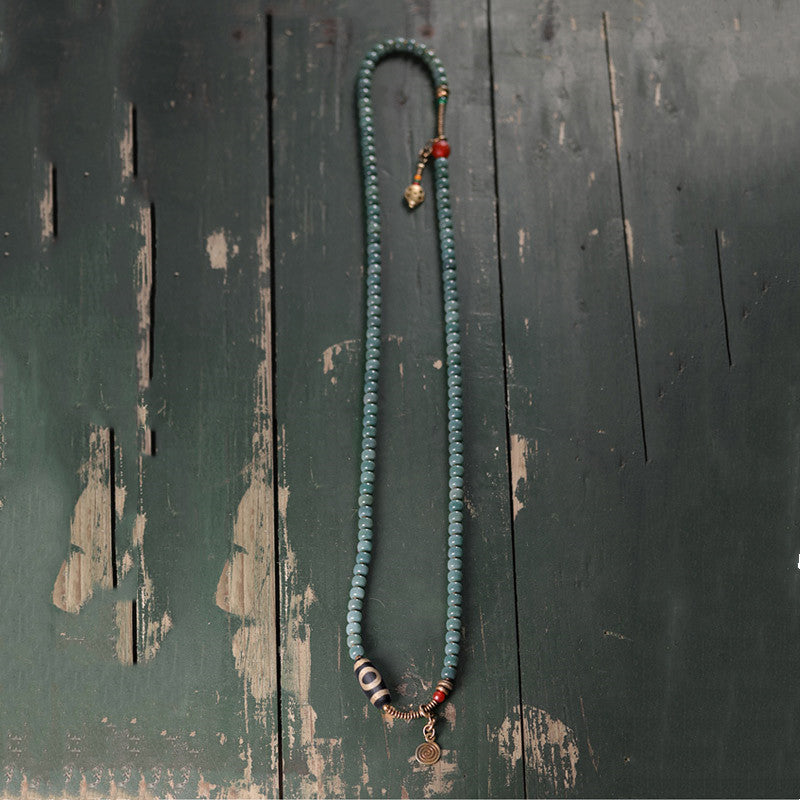 Wear FengShui 108 Mala Beads Bodhi Seed Dzi Bead Wisdom Bracelet