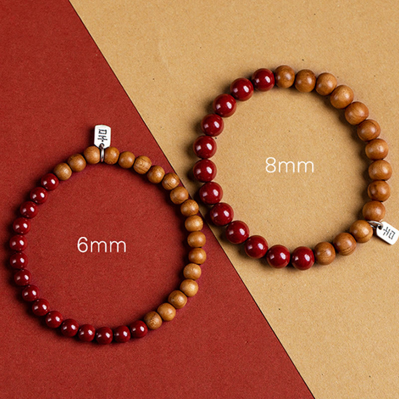 Wear FengShui 925 Sterling Silver Peach Wood Cinnabar Ward Off Evil Spirits Bracelet