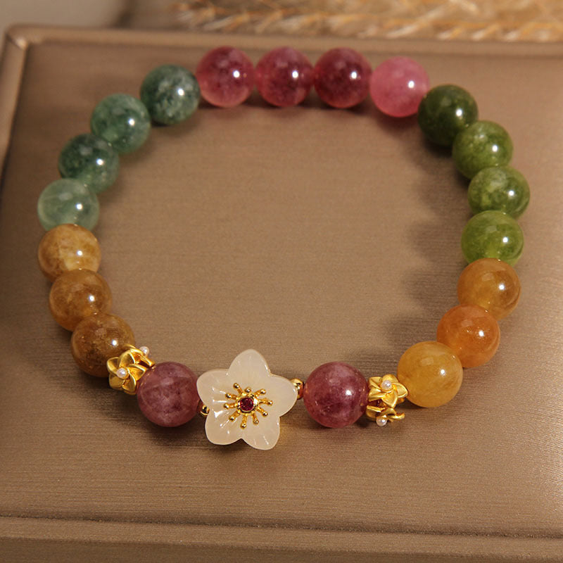 Wear FengShui Colorful Tourmaline Jade Flowers Love Bracelet