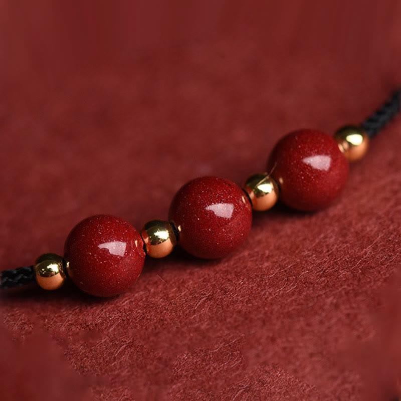 Wear FengShui Natural Lucky Cinnabar Bead Blessing String Bracelet Anklet