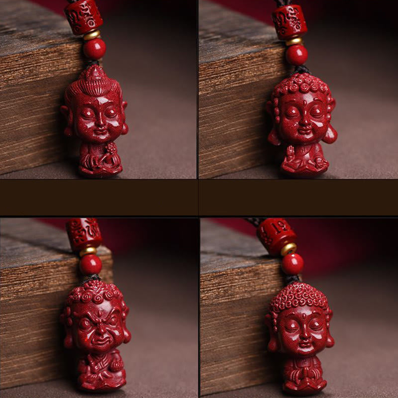 Wear FengShui Chinese Zodiac Natal Buddha Natural Cinnabar Amulet Keep Away Evil Spirits Necklace Pendant