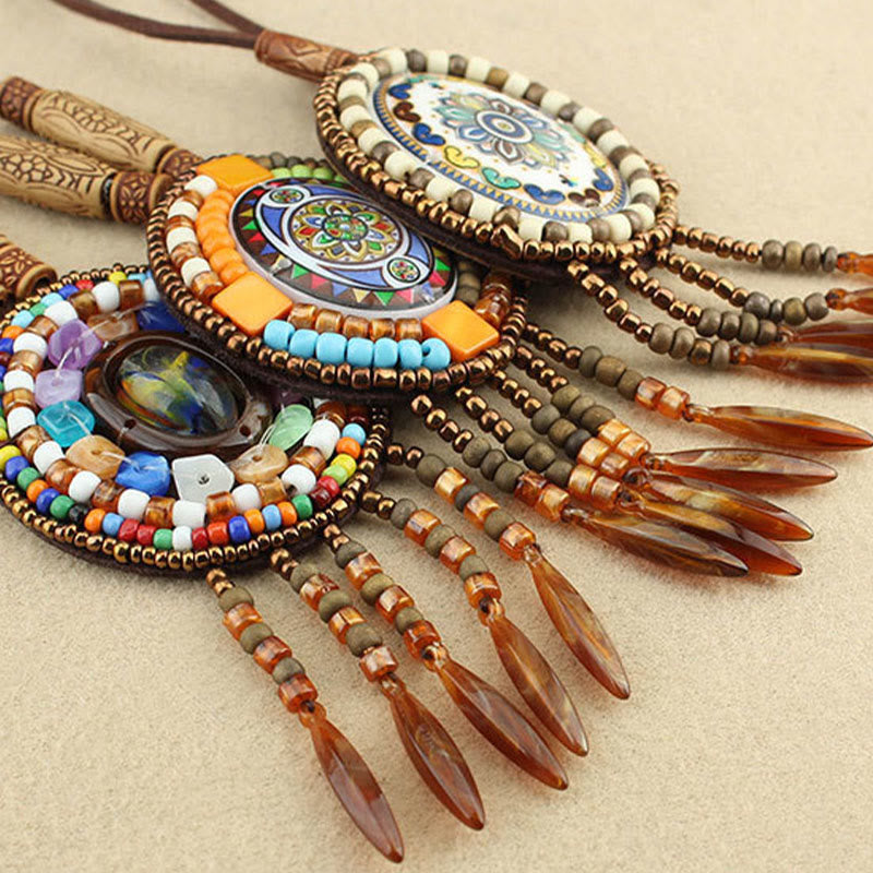 Wear FengShui Mandala Pattern Beads Creativity Necklace Pendant
