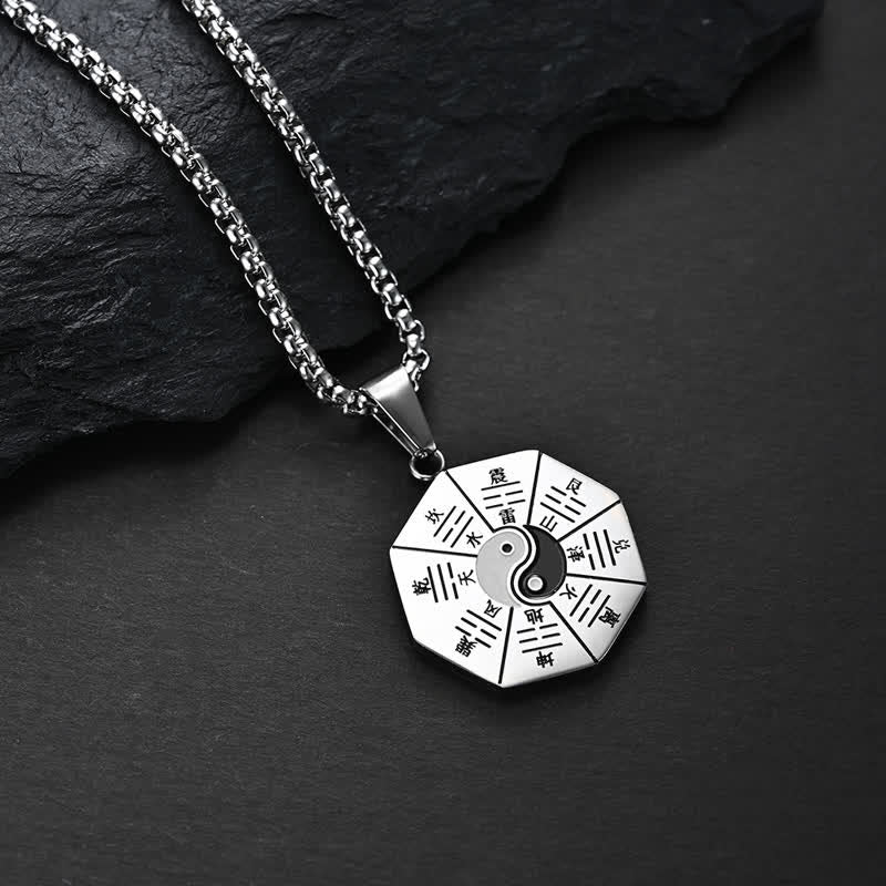 Wear FengShui Bagua Yin Yang Titanium Steel Balance Necklace Pendant