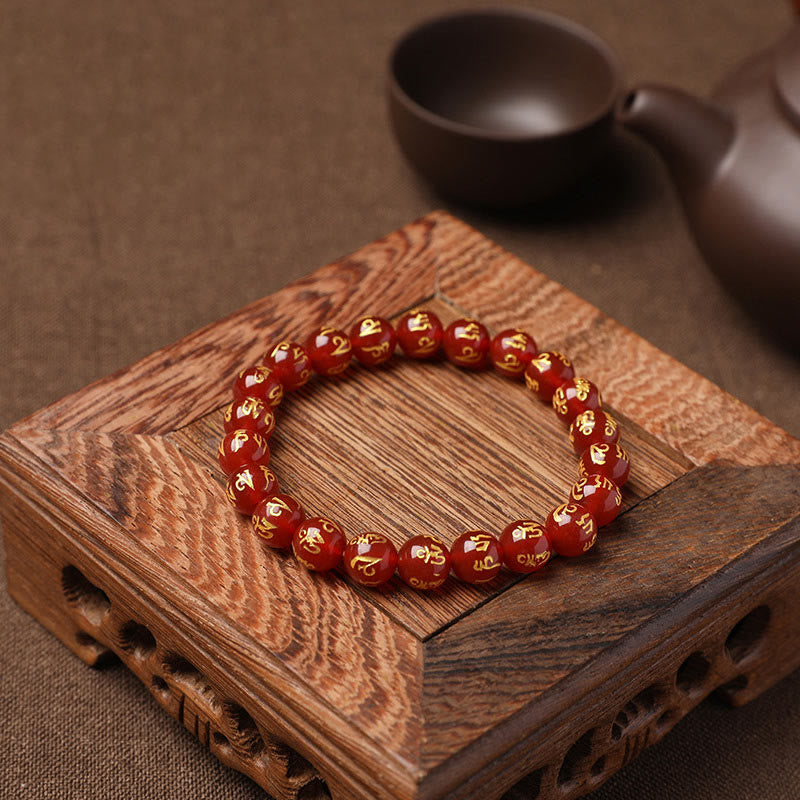 Wear FengShui Tibet White Crystal Black Onyx Om Mani Padme Hum Meditation Bracelet