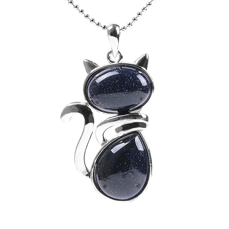 Wear FengShui "May the Stars Guide Your Dreams" Cat Sandstone Necklace Includes Gift Message Card