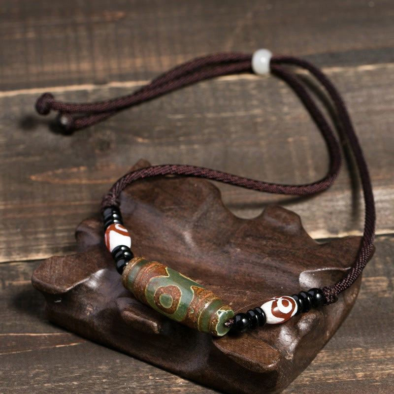 Wear FengShui Tibetan Nine-Eye Dzi Bead Protection String Necklace