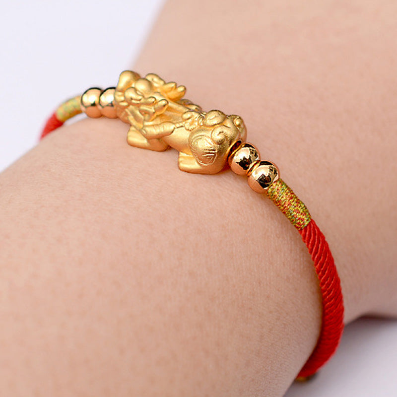 Wear FengShui 24K Gold-Plated PiXiu Luck Red String Bracelet
