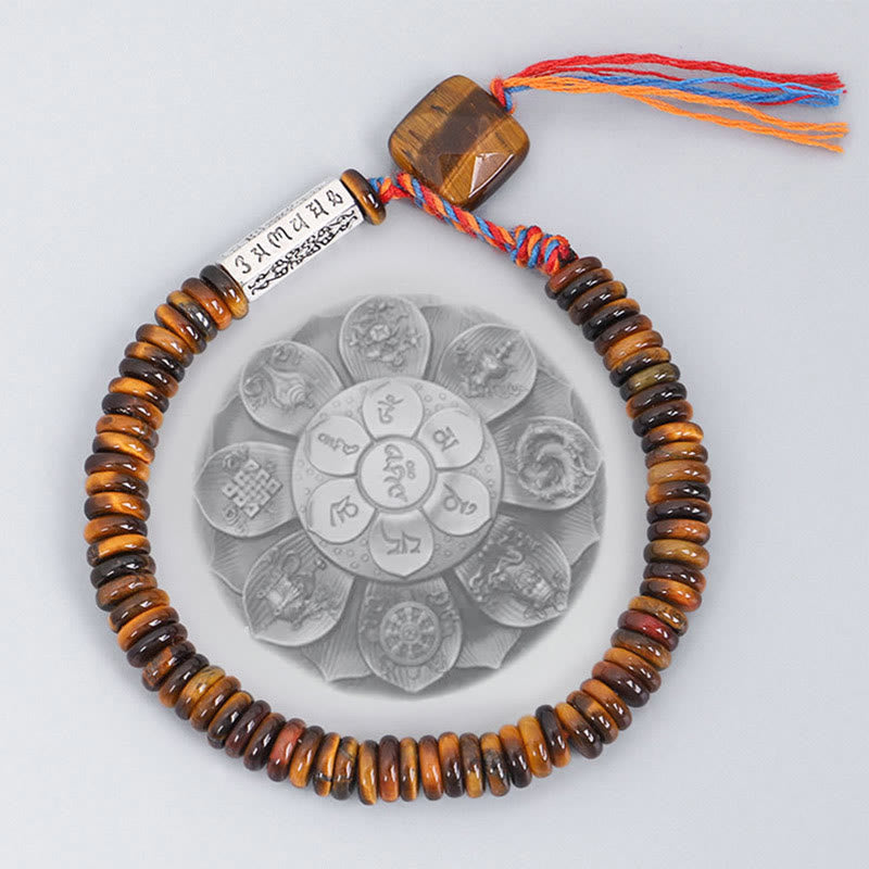 Wear FengShui Tibetan Tiger Eye Om Mani Padme Hum Protection Power Bracelet