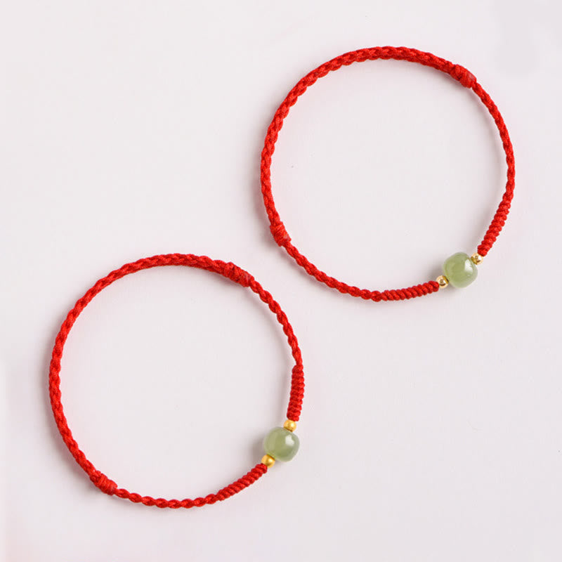 Wear FengShui Handmade Jade Lucky Bead Prosperity Braided Bracelet