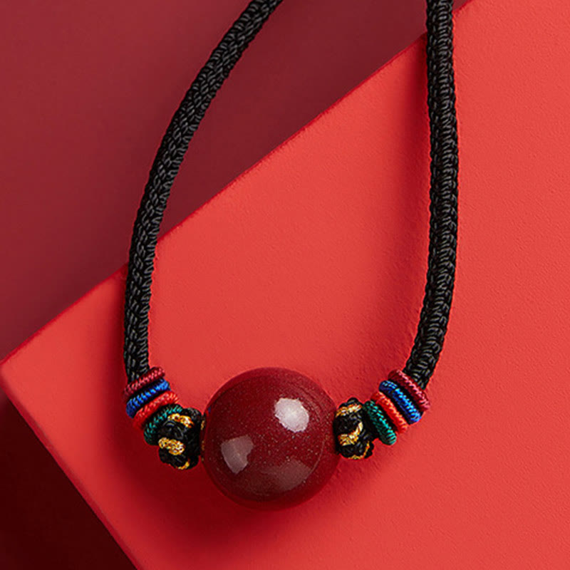 Wear FengShui Cinnabar Bead Blessing String Necklace Pendant